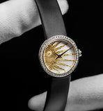 Dior La D De Dior Dior Rose Céleste Diamonds Mother of Pearl Dial Black Leather Strap Watch for Women - CD04711X1001 0000