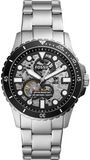 Buy Shop Fossil FB-01 Automatic Skeleton Black Dial Silver Steel Strap Watch for Men - ME3190 USA Online
