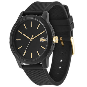 Buy Shop Lacoste 12.12 Black Dial Black Silicon Strap Watch for Men - 2011010 USA Online