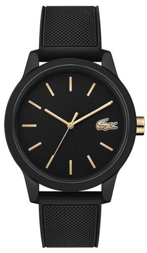 Buy Shop Lacoste 12.12 Black Dial Black Silicon Strap Watch for Men - 2011010 USA Online