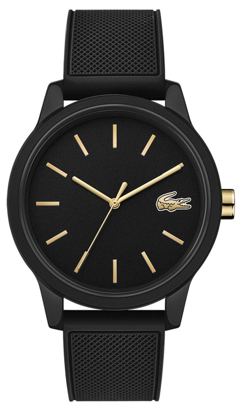Buy Shop Lacoste 12.12 Black Dial Black Silicon Strap Watch for Men - 2011010 USA Online