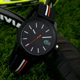 Buy Shop Lacoste 12.12 Black Dial Black Silicon Strap Watch for Men - 2011071 USA Online