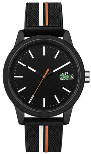 Buy Shop Lacoste 12.12 Black Dial Black Silicon Strap Watch for Men - 2011071 USA Online