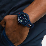 Buy Shop Lacoste 12.12 Blue Dial Two Tone Silicon Strap Watch for Men - 2011070 USA Online