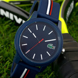 Buy Shop Lacoste 12.12 Blue Dial Two Tone Silicon Strap Watch for Men - 2011070 USA Online