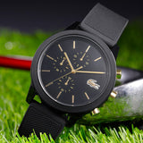 Buy Shop Lacoste 12.12 Chronograph Black Dial Black Silicon Strap Watch for Men - 2011012 USA Online