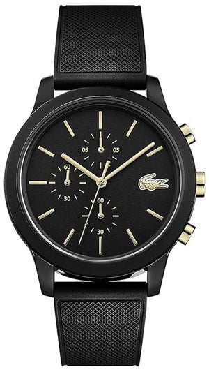 Buy Shop Lacoste 12.12 Chronograph Black Dial Black Silicon Strap Watch for Men - 2011012 USA Online
