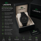 Buy Shop Lacoste 12.12 Chronograph Black Dial Black Silicon Strap Watch for Men - 2011243 USA Online