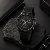 Buy Shop Lacoste 12.12 Chronograph Black Dial Black Silicon Strap Watch for Men - 2011247 USA Online