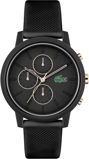 Buy Shop Lacoste 12.12 Chronograph Black Dial Black Silicon Strap Watch for Men - 2011247 USA Online