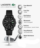 Buy Shop Lacoste 12.12 Chronograph Black Dial Black Silicone Strap Watch for Men - 2010972 USA Online