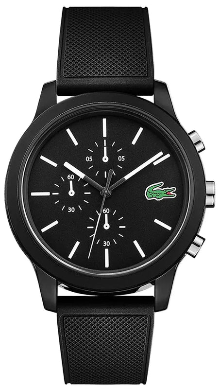Buy Shop Lacoste 12.12 Chronograph Black Dial Black Silicone Strap Watch for Men - 2010972 USA Online