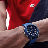 Buy Shop Lacoste 12.12 Chronograph Blue Dial Blue Silicon Strap Watch for Men - 2010970 USA Online
