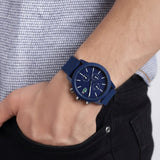 Buy Shop Lacoste 12.12 Chronograph Blue Dial Blue Silicon Strap Watch for Men - 2010970 USA Online
