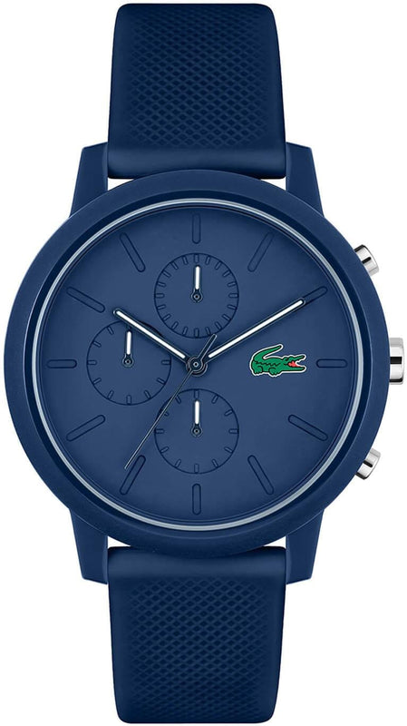 Buy Shop Lacoste 12.12 Chronograph Blue Dial Blue Silicone Strap Watch for Men - 2011244 USA Online