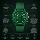 Buy Shop Lacoste 12.12 Chronograph Green Dial Green Silicone Strap Watch for Men - 2010973 USA Online