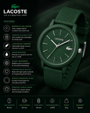 Buy Shop Lacoste 12.12 Move Green Dial Green Silicon Strap Watch for Men - 2011238 USA Online