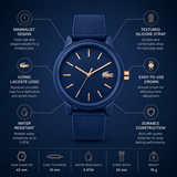 Buy Shop Lacoste 12.12 Navy Blue Dial Navy Blue Silicone Strap Watch for Men - 2011011 USA Online