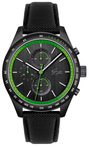 Buy Shop Lacoste Apext Black Dial Black Leather Strap Watch for Men - 2011296 USA Online