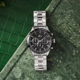 Buy Shop Lacoste Boston Chronograph Black Dial Silver Steel Strap Watch for Men - 2011079 USA Online
