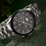 Buy Shop Lacoste Boston Chronograph Black Dial Silver Steel Strap Watch for Men - 2011079 USA Online