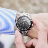 Buy Shop Lacoste Boston Chronograph Black Dial Silver Steel Strap Watch for Men - 2011079 USA Online