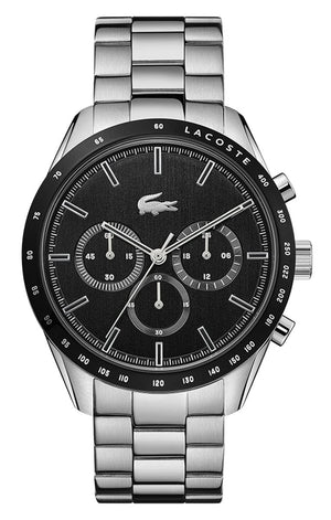 Buy Shop Lacoste Boston Chronograph Black Dial Silver Steel Strap Watch for Men - 2011079 USA Online