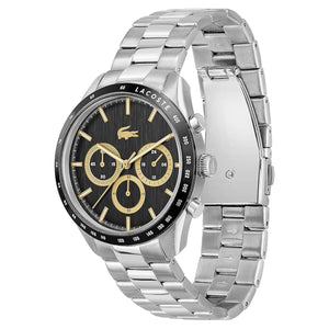 Buy Shop Lacoste Boston Chronograph Black Dial Silver Steel Strap Watch for Men - 2011272 USA Online