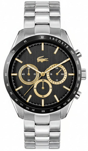 Buy Shop Lacoste Boston Chronograph Black Dial Silver Steel Strap Watch for Men - 2011272 USA Online