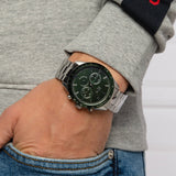 Buy Shop Lacoste Boston Chronograph Green Dial Silver Steel Strap Watch for Men - 2011080 USA Online
