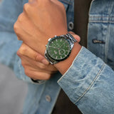 Buy Shop Lacoste Boston Chronograph Green Dial Silver Steel Strap Watch for Men - 2011080 USA Online