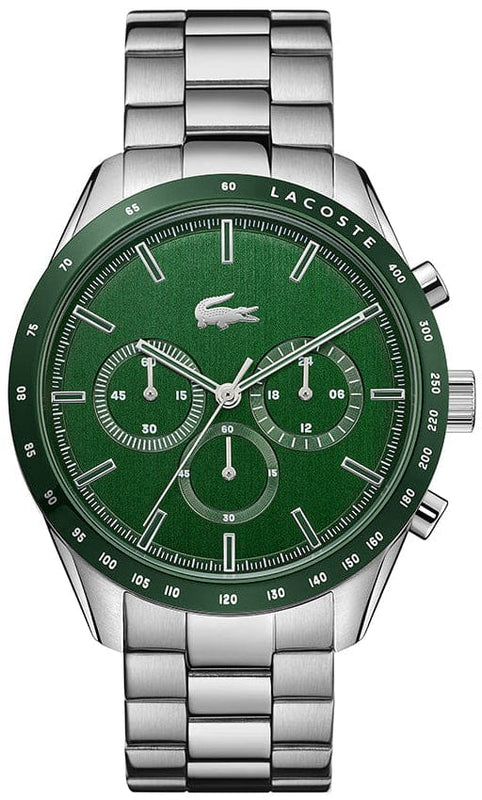 Buy Shop Lacoste Boston Chronograph Green Dial Silver Steel Strap Watch for Men - 2011080 USA Online