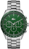 Buy Shop Lacoste Boston Chronograph Green Dial Silver Steel Strap Watch for Men - 2011080 USA Online