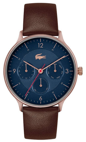Buy Shop Lacoste Club Blue Dial Brown Leather Strap Watch for Men - 2011141 USA Online