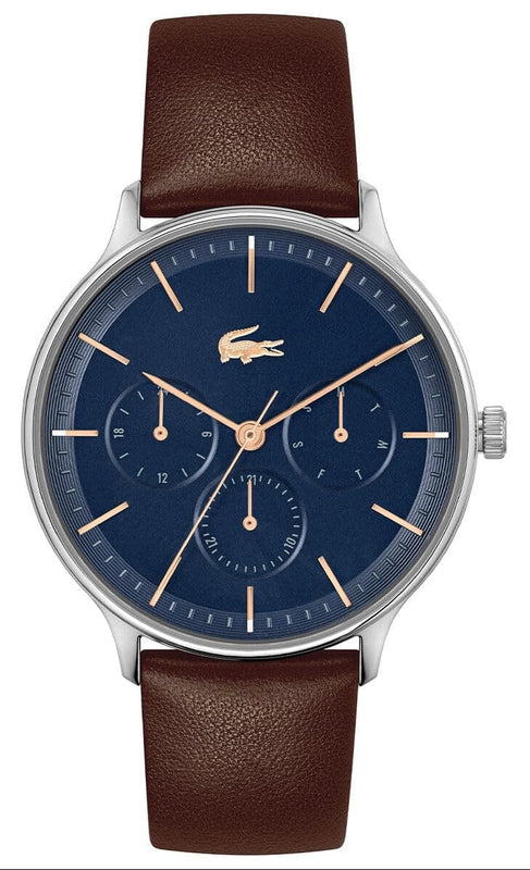 Buy Shop Lacoste Club Blue Dial Brown Leather Strap Watch for Men - 2011227 USA Online