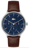 Buy Shop Lacoste Club Blue Dial Brown Leather Strap Watch for Men - 2011227 USA Online