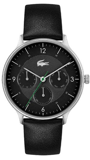 Buy Shop Lacoste Club Multi Watch Black Dial Black Leather Strap Watch for Men - 2011139 USA Online