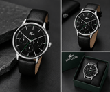 Buy Shop Lacoste Club Multidial Black Dial Black Leather Strap Watch for Men - 2011226 USA Online