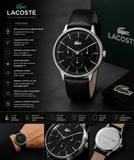 Buy Shop Lacoste Club Multidial Black Dial Black Leather Strap Watch for Men - 2011226 USA Online