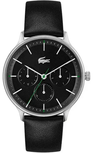Buy Shop Lacoste Club Multidial Black Dial Black Leather Strap Watch for Men - 2011226 USA Online