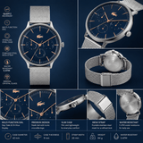 Buy Shop Lacoste Club Multifunction Blue Dial Silver Mesh Strap Watch for Men - 2011228 USA Online