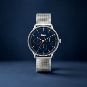 Buy Shop Lacoste Club Multifunction Blue Dial Silver Mesh Strap Watch for Men - 2011228 USA Online