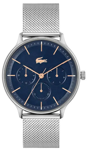 Buy Shop Lacoste Club Multifunction Blue Dial Silver Mesh Strap Watch for Men - 2011228 USA Online