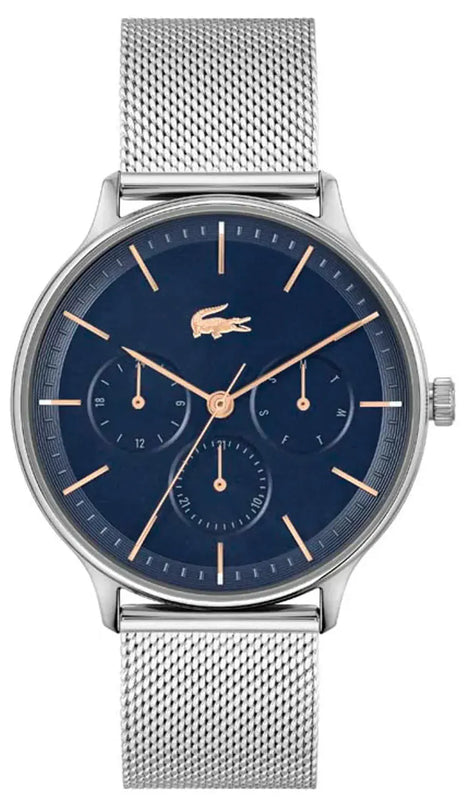 Buy Shop Lacoste Club Multifunction Blue Dial Silver Mesh Strap Watch for Men - 2011228 USA Online