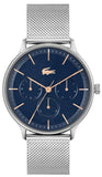 Buy Shop Lacoste Club Multifunction Blue Dial Silver Mesh Strap Watch for Men - 2011228 USA Online