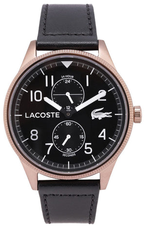 Buy Shop Lacoste Continental Black Dial Black Leather Strap Watch for Men - 2011042 USA Online