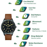 Buy Shop Lacoste Continental Black Dial Brown Leather Strap Watch for Men - 2011021 USA Online