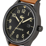 Buy Shop Lacoste Continental Black Dial Brown Leather Strap Watch for Men - 2011021 USA Online