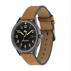 Buy Shop Lacoste Continental Black Dial Brown Leather Strap Watch for Men - 2011021 USA Online