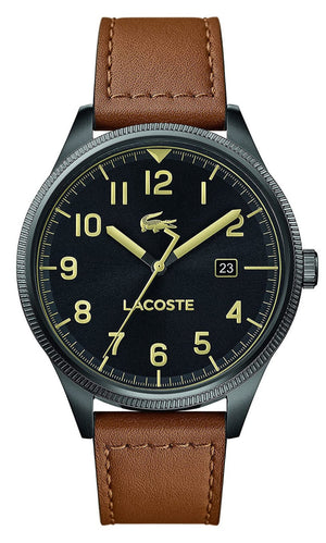 Buy Shop Lacoste Continental Black Dial Brown Leather Strap Watch for Men - 2011021 USA Online